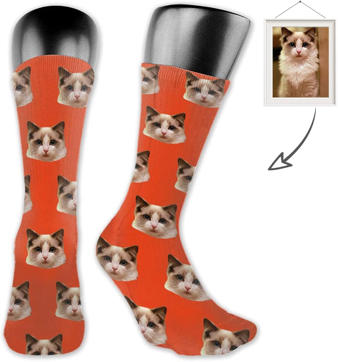 LOTJOG Customized Cat Socks For Family Print Your Pet Face