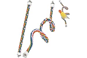 WADY 2PCS Bird Rope Perches for Parrots, Cockatiels, Parakeets, Budgie Cages Colorful Cotton Parrot Toys Comfy Perch for Rope