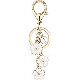HAISWET Letter Initial Keychain Flower Keychain Purse Charm Cute Keychain for Backpack