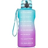 1 BY ONE 73oz Motivational Water Bottle Half Gallon with Straw and Time Marker, Large BPA Free Water Jug, Big Water Drinking