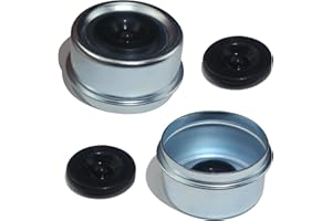 LUXTRKSTO 2PCS 2.44" Trailer Hub Dsut Cap,Trailer Axle Wheel Bearing Dust Cap Cup Grease Cover with 2 Rubber Plugs,Hub Dust Caps for Most 5200 to 6000 Pound Axles Dexter EZ Lube Trailer Camper RV