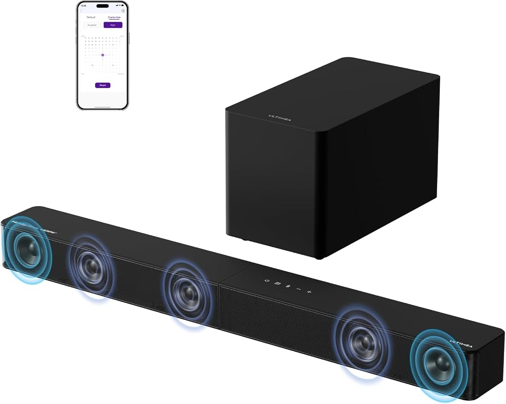 ULTIMEA 5.1CH Soundbar Dolby Atmos 340W HDMI eARC VoiceMX BassMX App