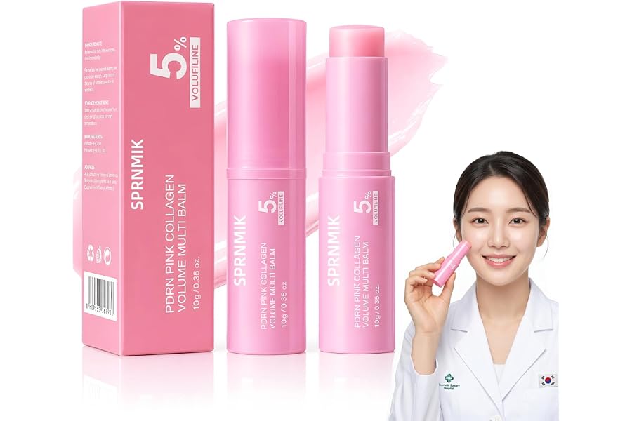 PDRN Pink Collagen Volume Multi Balm Stick, K-Beauty Skin Booster with Volufiline, Multi-use Care for Face, Neck, Under-Eyes