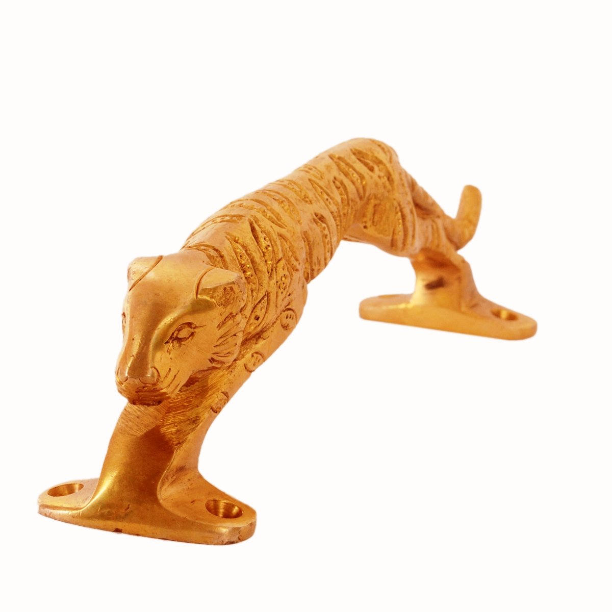 Purpledip Brass Handle : Leaping Tiger Vintage Design Grips for Doors Dresser Cupboard Drawer, 7.5 inch (11053)