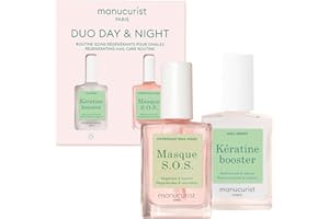 Manucurist Duo Day & Night - Routine for Soft or Damaged Nails - Nail Kit : 1 Nail Strengthener and Growth Serum, 1 Nail Night Mask - Express Nail Care Treatment - Intense Repair - Vegan