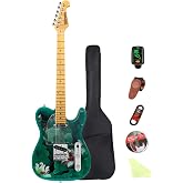 Bullstar 39" TL Style Electric Guitar Solid Body Electric Guitars for Intermediate &amp;Beginner Players with GIg Bag, Strap, Cable, Picks(lotus)