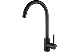 RODDEX Bar Sink Faucet, Swivel One Handle Prep Bar Faucet Modern Stainless Steel High Arc Kitchen Faucets Single Hole Tall Faucets RV Camper Laundry Outdoor Farmhouse Dishwasher, Matte Black