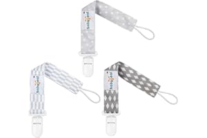 babygoal Baby Neutral Pacifier Clips, 3 Pack Binky Paci Holder and Leash Fits for Most Pacifier and Binkies PS06