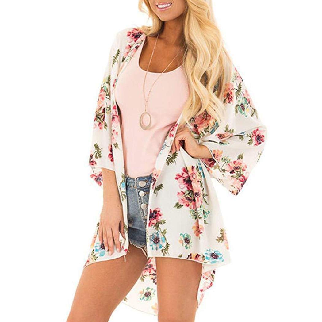 Evelove Women Casual Round Neck Long Sleeve Cardigan Loose Sun Protection Clothing Cover-Ups Beige