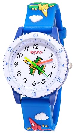 Kidzo Jet Figter Blue Boys Analog Wrist Watch with 3D Strap