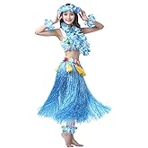 Yesier Hula Grass Skirts for Adults Hula Skirts for Women with Flower Leis Hawaiian Costumes for Luau Party, 1 Set 80CM
