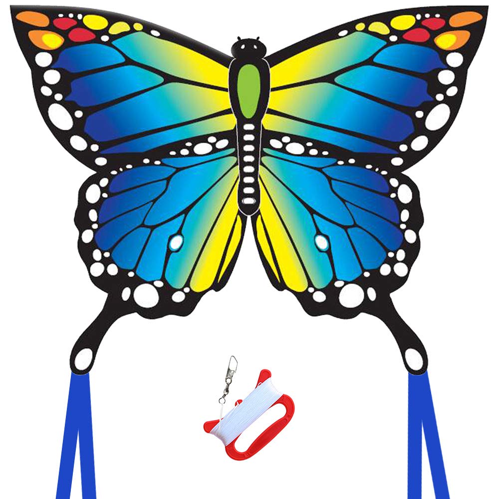 HONBO Butterfly Kites for Kids & Adults,55" x 28" Large Beginner Kite for Kids Ages 4-8, Kids kite Easy to Fly for Beginners,Beach Kites for Outdoor Activities & Family Trip (New Blue) — image 1