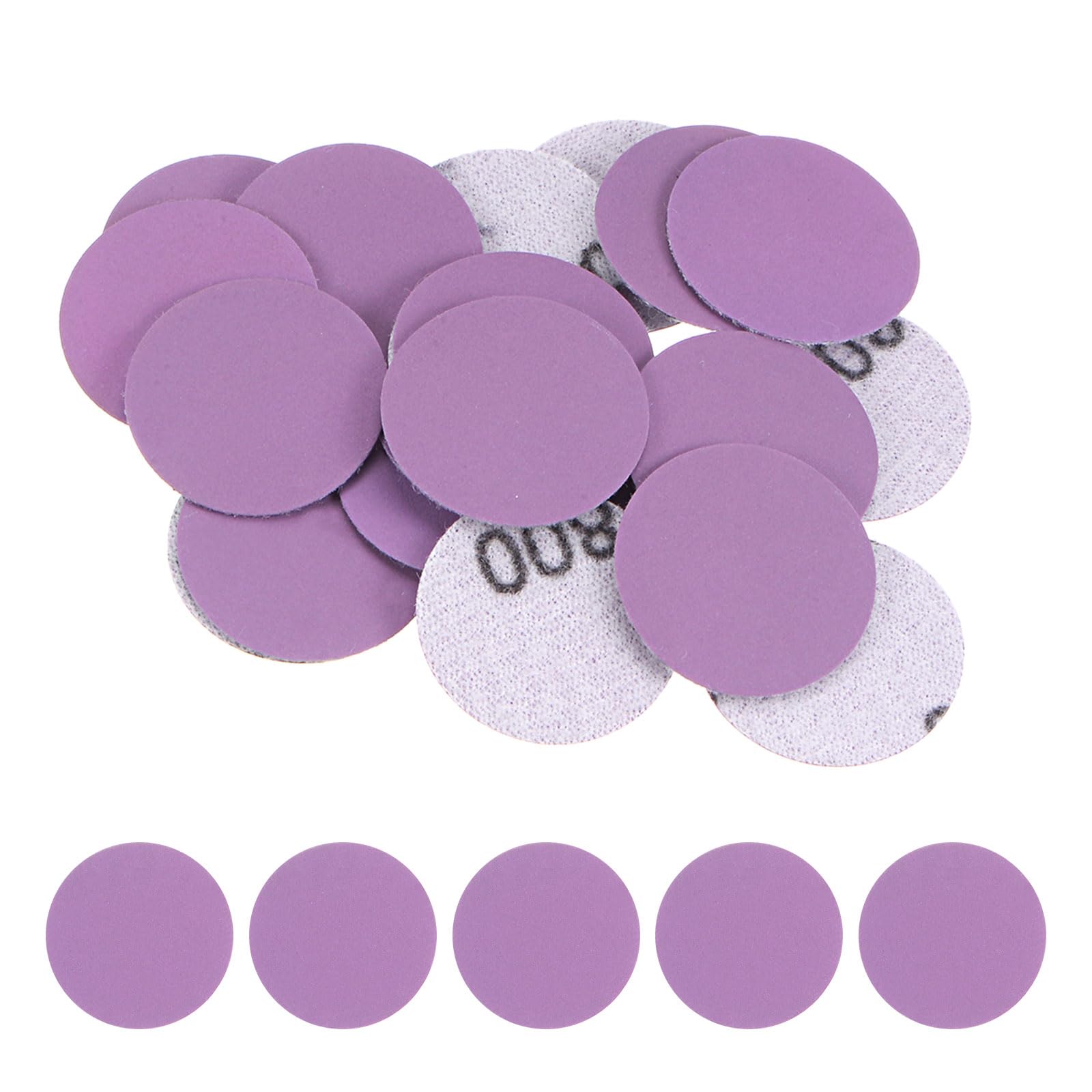 Kozelo 25pcs Premium Sanding Discs Hook and Loop - [1 Inch x 800 Grits] Purple Sandpapers Mini Size for Jewelry Wood Metal Polishing