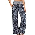 ZOOSIXX Soft Black Pajama Pants for Women, Wide Leg Comfy Casual Lounge Yoga Capri Pants 22'' / 30''