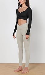 ODODOS Women's Cross Waist Yoga Leggings with Inner