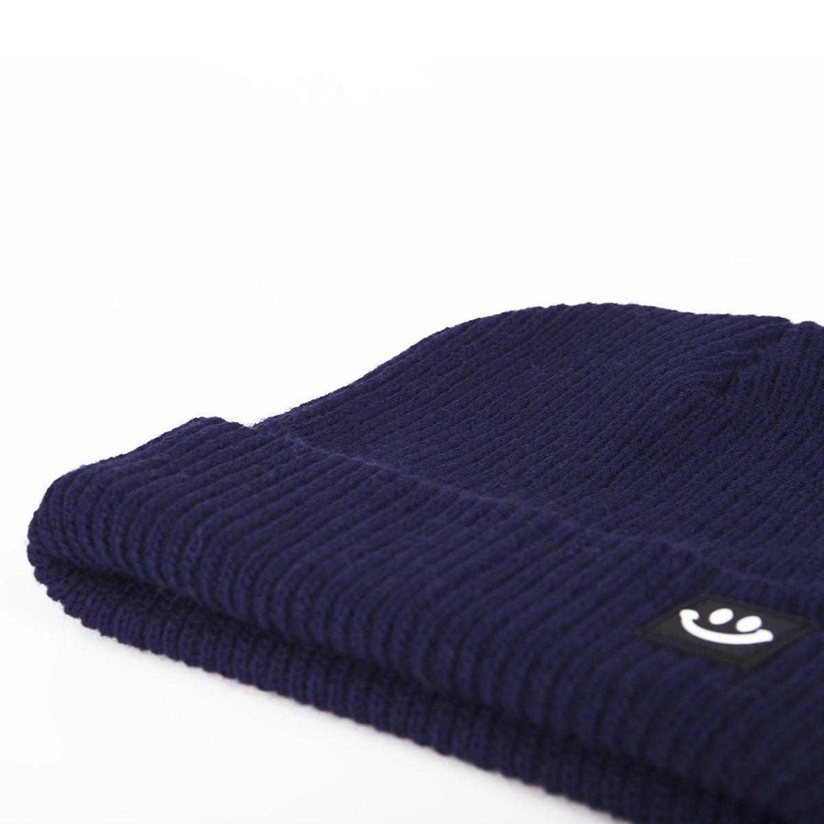 EVRFELAN Women Winter Hat Cuffed Plain Knit Beanie Cap Casual Knitted Warm Skullcap with Smile Face (Navy blue)