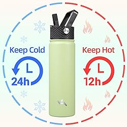 Konokyo 22oz Stainless Steel Bottles with 3 Lids