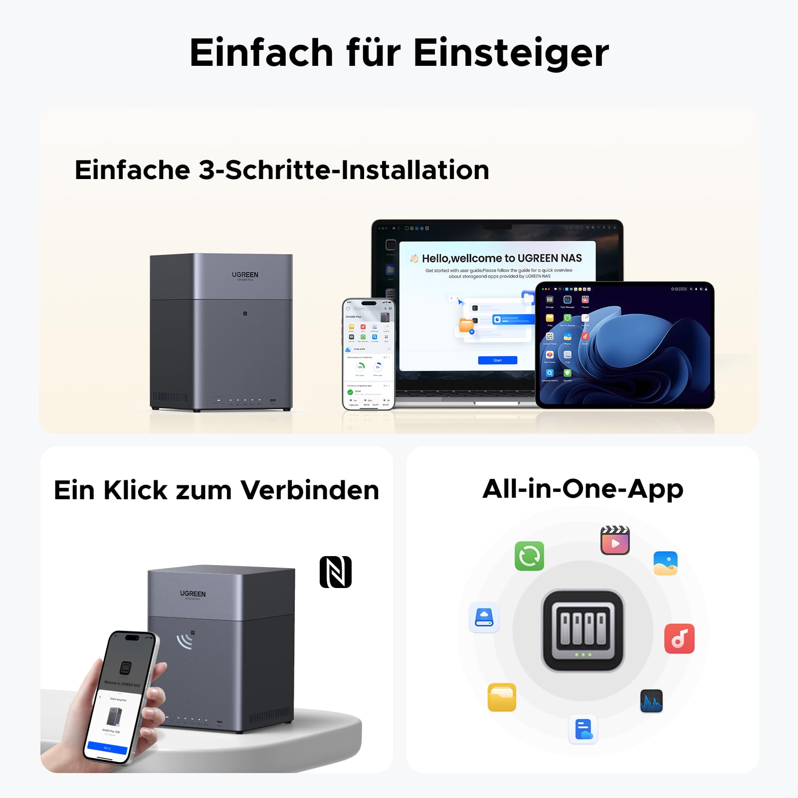 UGREEN NASync DH4300 Plus 4 Bay NAS für Zuhause, Büro und Teams (ohne HDD) 8