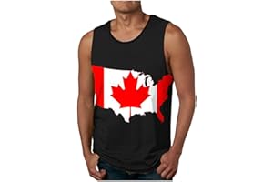 Men's Canadian Flag Tank Top Sleeveless Vintage Maple Leaf 3D Graphic Canada Day T-Shirts Crew Neck Gym Workout Tops