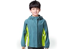 YINGJIELIDE Boys Girls Rain Jacket,Kids Lightweight Waterproof Hooded Raincoats Windbreakers,Outdoor Hiking Coat