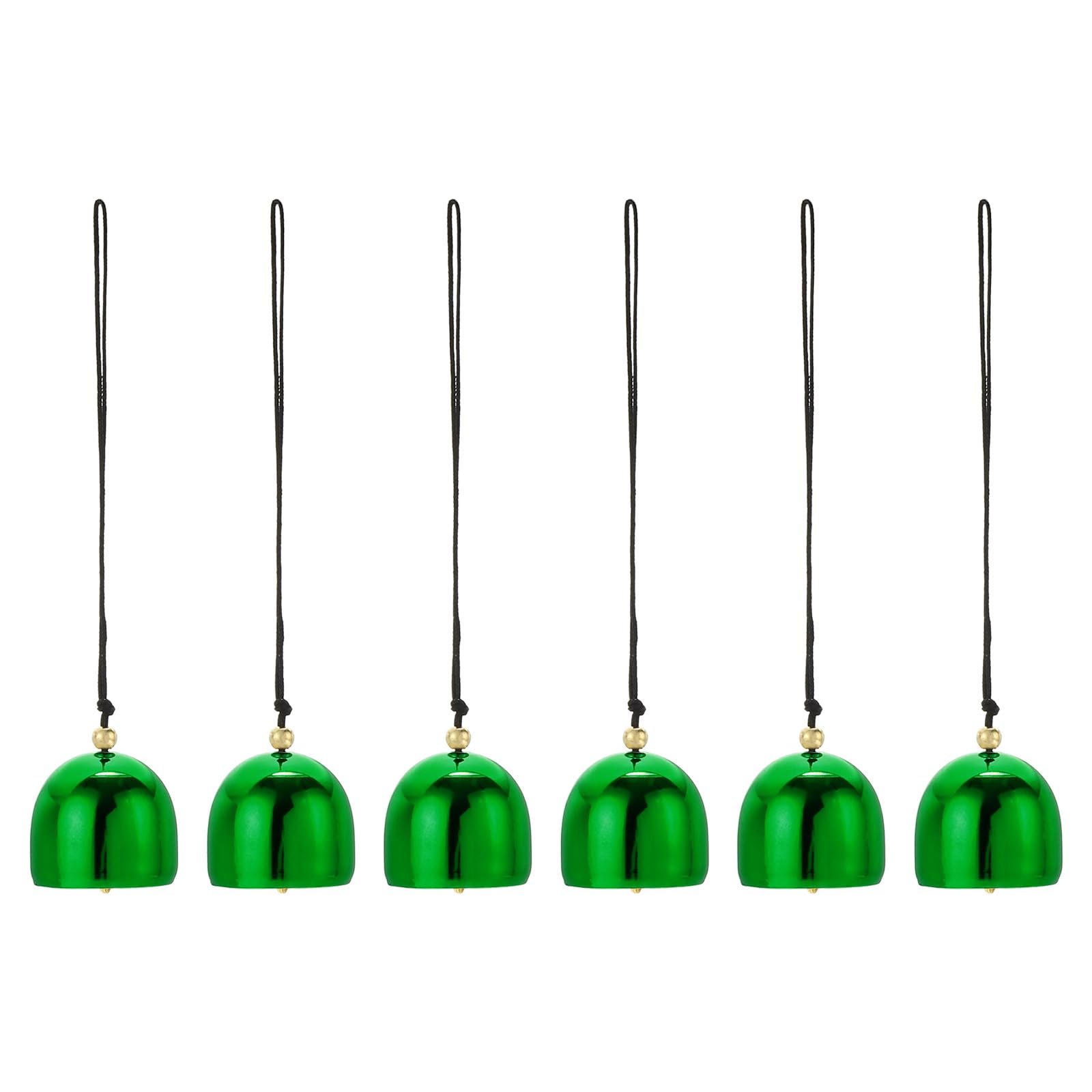 PATIKIL 6 Pcs Wind Chime, Hanging Bells Temple Bells Retro Outdoor Hanging Metal Chinese Wind Chime Round with Lanyard for Outside Garden Camping, 28x25mm, Green Black
