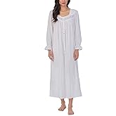 Eileen West Sleepwear & Loungewear for Women - Dobby Stripe Collection - 100% Cotton Longsleeve Full-Length Robe Nightgown