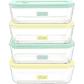 Urban Green Glass Food Container Set with Glass Lid, 4 Pack, Food Storage Containers with Airtight Lid, LeakProof, 100% Plastic Free, Meal Prep Container Set