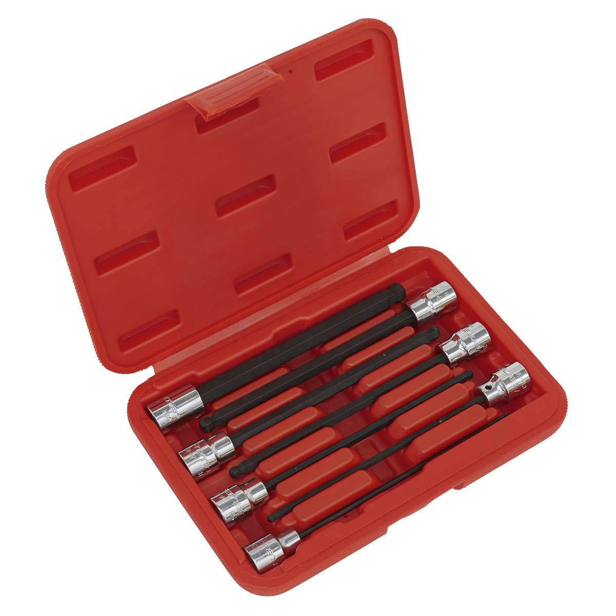 Sealey Ak62257 Ball-End Hex Socket Bit Set 7Pc 3/8Sq Drive 150Mm Metric