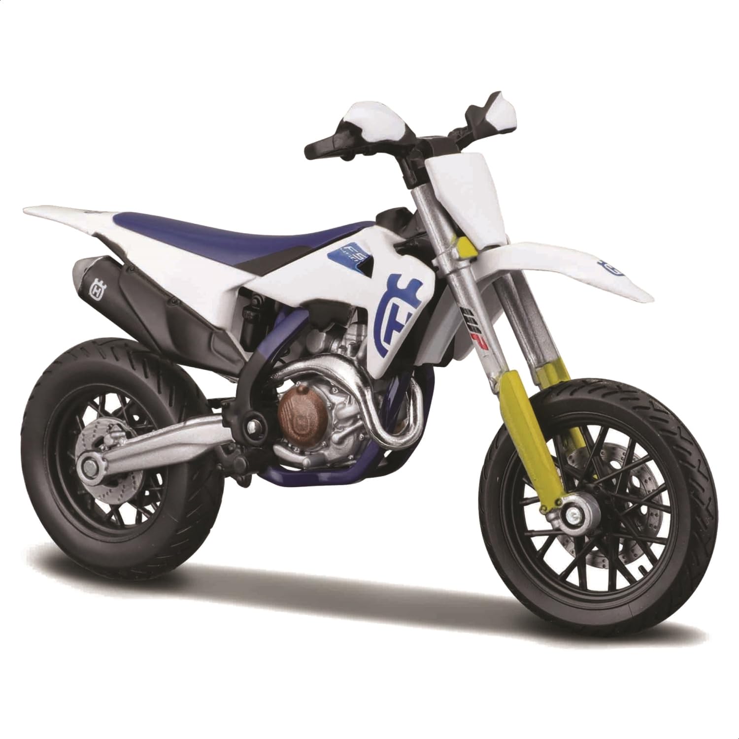 Bburago - Husqvarna FS 450 Supermoto, 1:18 Scale Diecast Motorcycle, Detailed Replica with Official Livery, Racing Design and Aggressive Look, Official Husqvarna Licence, Recommended Age 3+ Years