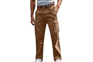 Mens Cotton Linen Cargo Pants 2026 Straight Wide Leg Hiking Sweatpant Casual Athletic Sport Outdoor Trouser (No Belt)