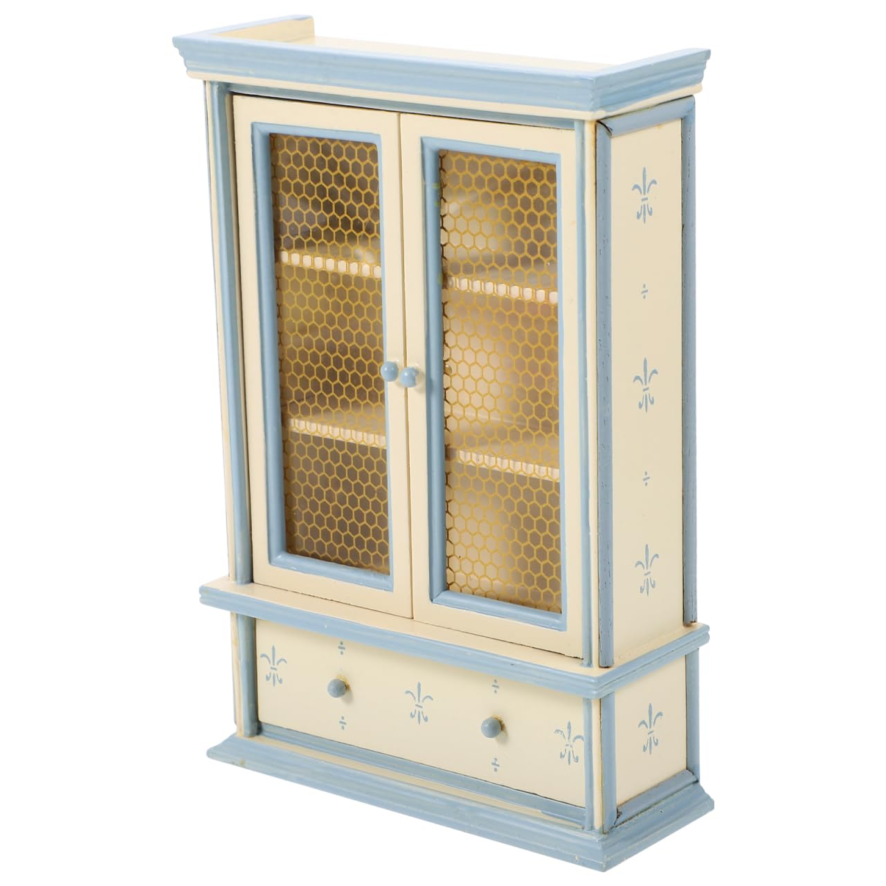 Kisangel 1:12 Scale Dollhouse Bookshelf - Miniature Wooden Cabinet with Glass Doors for Photography Props, Kids Mini Houses Room Models Dolls House Furniture