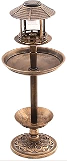 Novaliv Vogelhotel Vogeltränke Solar und Pflanzkasten Bronze Kunststoff Vogelfutterhaus Vogelfutterstation Vogelhaus Futterhaus für Wildvögel (Vogelhotel mit Pflanzkasten, Bronze)