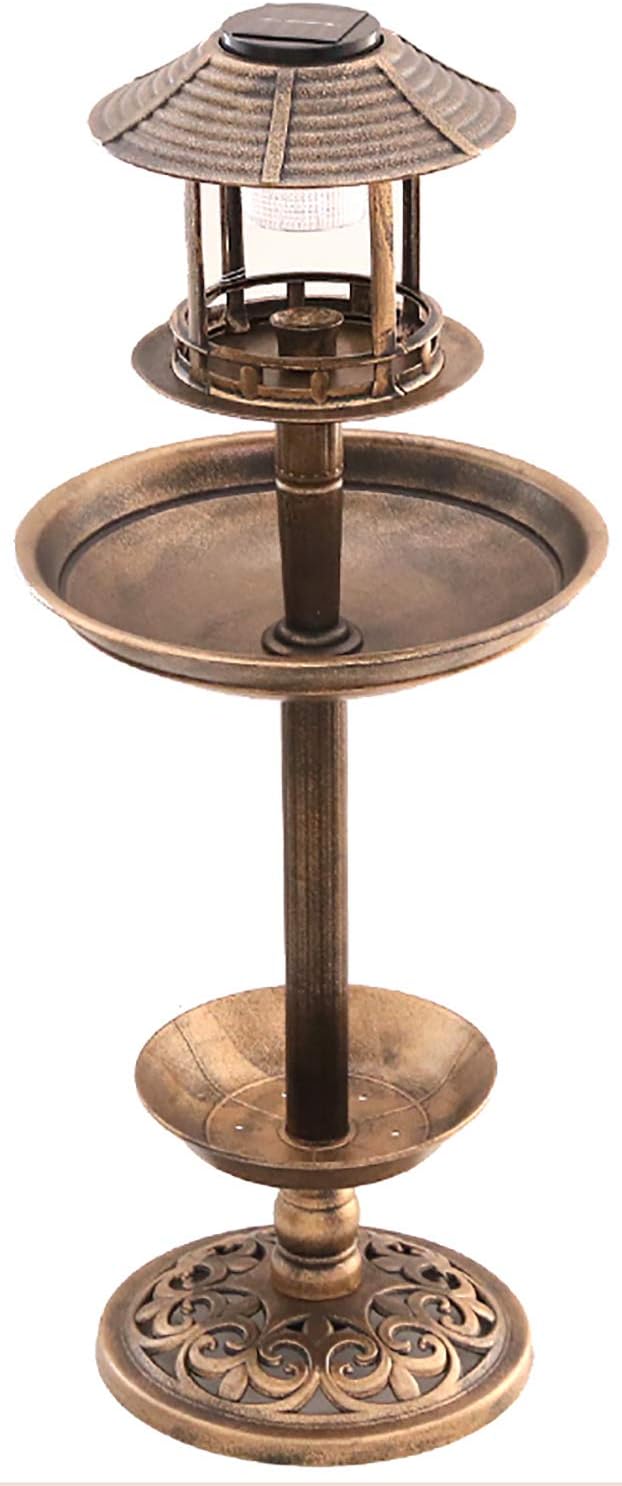 Novaliv Vogelhotel Vogeltränke Solar und Pflanzkasten Bronze Kunststoff Vogelfutterhaus Vogelfutterstation Vogelhaus Futterhaus für Wildvögel (Vogelhotel mit Pflanzkasten, Bronze)