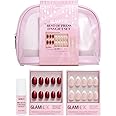 Glamnetic Press On Nails - Fan Faves Press On Gift Set | Two Top-Selling Nails in Cherry Glaze & MaDamn, Brush-On Nail Glue and Travel Pouch Included | Compact, Perfect for Holiday Gifting