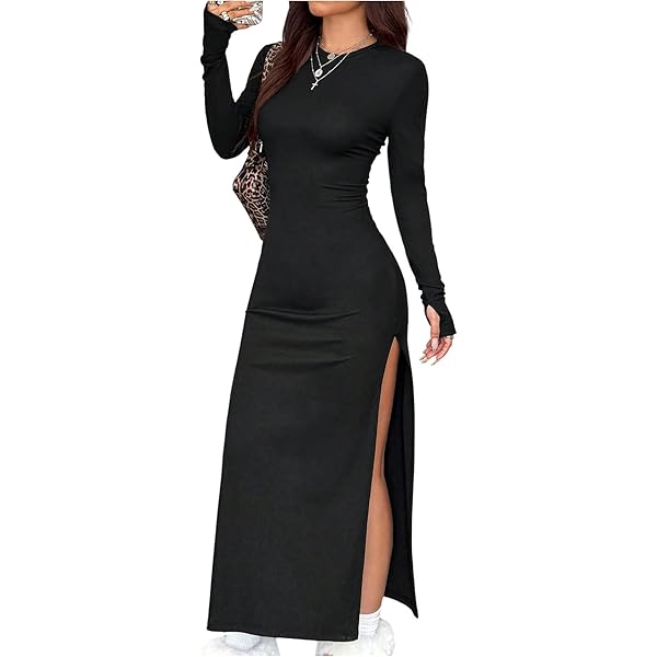 Amazon.com: Womens Black White Vertical Striped Knitted Maxi Dress Long  Sleeve Bodycon Dresses c S : Clothing, Shoes & Jewelry