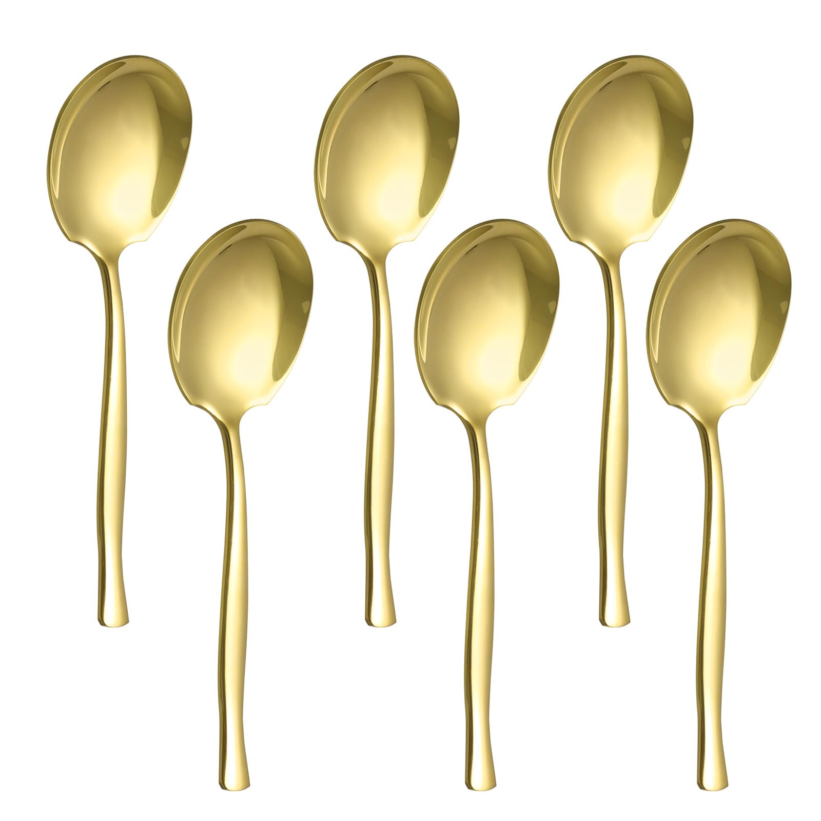 Teyyvn Set of 8 Stainless Steel Buffet Serving Spoon, Large Serving Spoon, Gold
