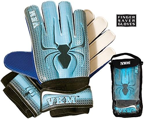 NEW VKM GK18 Soccer Goalie Goal Keeper Gloves with Finger Saver Protection Sizes 4-9 Blue