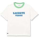 Lacoste Unisex-Adult Short Sleeve Crew Neck Oversized All Over Print Tennis Playing Croc W/Large Writing Tee Shirt