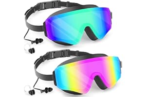COOLOO 2 Pack Kids Goggles, Frameless Wide View Anti-fog & Anti-UV Swimming Goggles for Girl Boys Youth 4-16