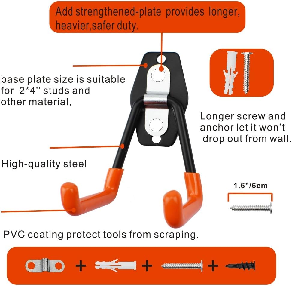 Garage Storage Utility Hooks,Wall Mount&Heavy Duty Garage Hanger & Organizer to Handle Ladder, Hold Chairs,with Premium Steel to Hang Heavy Tools for Up to 55lbs(Set of 4): Home Improvement
