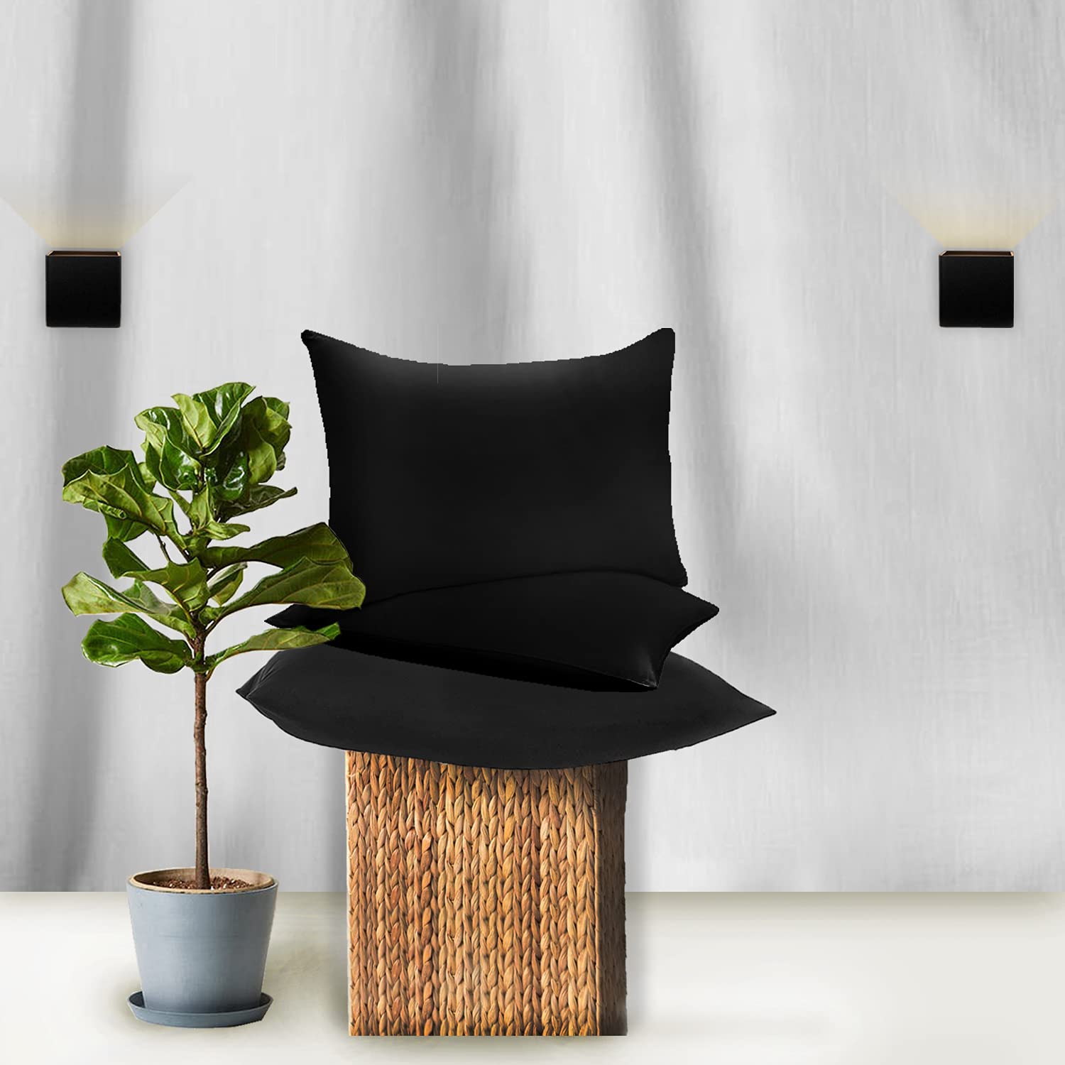 GC GAVENO CAVAILIA 200 Thread Count Egyptian Cotton Pillow Cases- Luxury Bedding Soft Pillow Covers- Envelope Closure 50 x 75 Pillowcases 2 Pack - Black — image 1