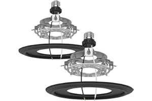 YIIZON 2-Pack Recessed Light to Pendant Converter Kit, Adjustable for 5 and 6 inch Recessed Can Light Conversion Kit, Includes E26 Socket, Triangular Bracket, Round Mounting Plate & 3D Black Cover