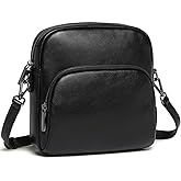 COOLCY Genuine Leather Crossbody Bags for Women Purses and Handbags Vintage Shoulder Satchel Bag with 2 Adjustable Straps