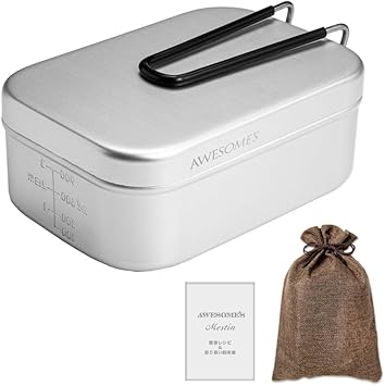 Amazon キャンパー監修 ラージメスティン ３合炊き ラージサイズ メスティン クッカー めもり付き ラージ キャンプ バリ取り不要 メモリ付き Awesome S ハンゴウ