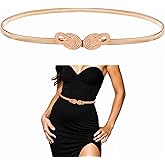 Sorcristy Skinny Metal Cinch Belt for Dress, Thin Waist Belt for Women Gold, Fashion Metal Stretch Waist Skinny Women Belts for Dresses, Corset Belts Gold Accessories for Party