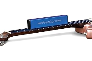 FretGuru Sanding Beam Fret Leveler – (8" ~200mm) Professional guitar luthier leveling file includes 100, 240, 320 Grit Peel and Stick Sandpaper and naphtha based adhesive remover wipes