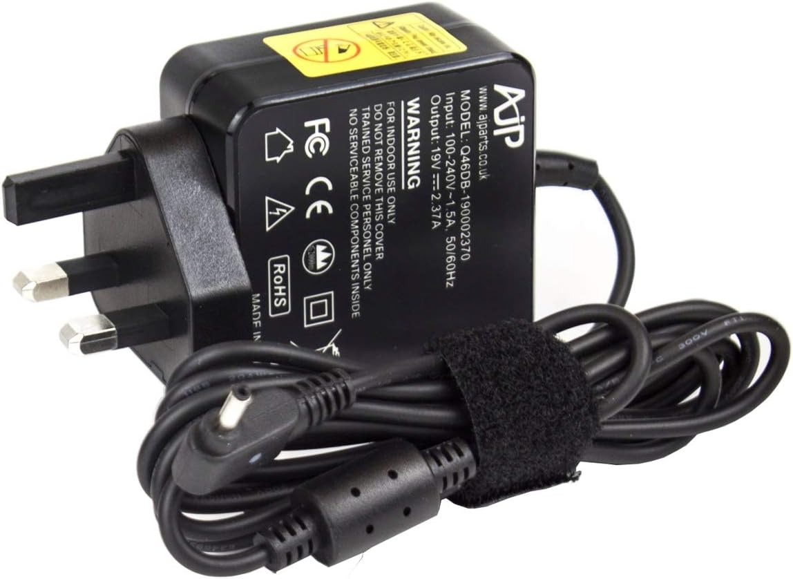 45W AJP Wall Plug Ac Adapter for Acer Chromebook 11 13 14 15 CB3-111 CB3-131 CB3-111-C9K2 CB3-131-C8D2 CB3-431 CB3-431-C1KH CB3-431-C5CQ Laptop 19V 2.37A Power Charger with 3.0MM x 1.0MM Pin Size