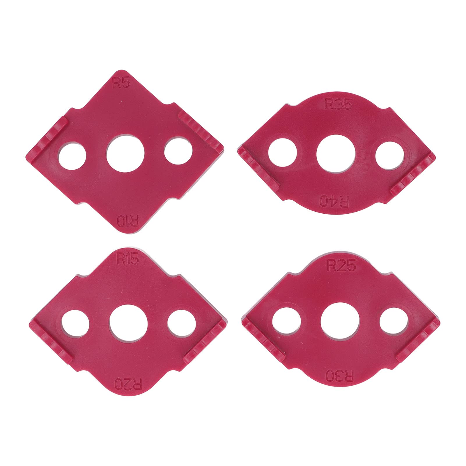 Kadimendium 4 Pcs Radius Jig Router Template Half Rounded Corner Positioner Woodworking Corner Radius Jig Router Table Template R5 R10 R15 R20 R25 R30 R35 R40(Red)