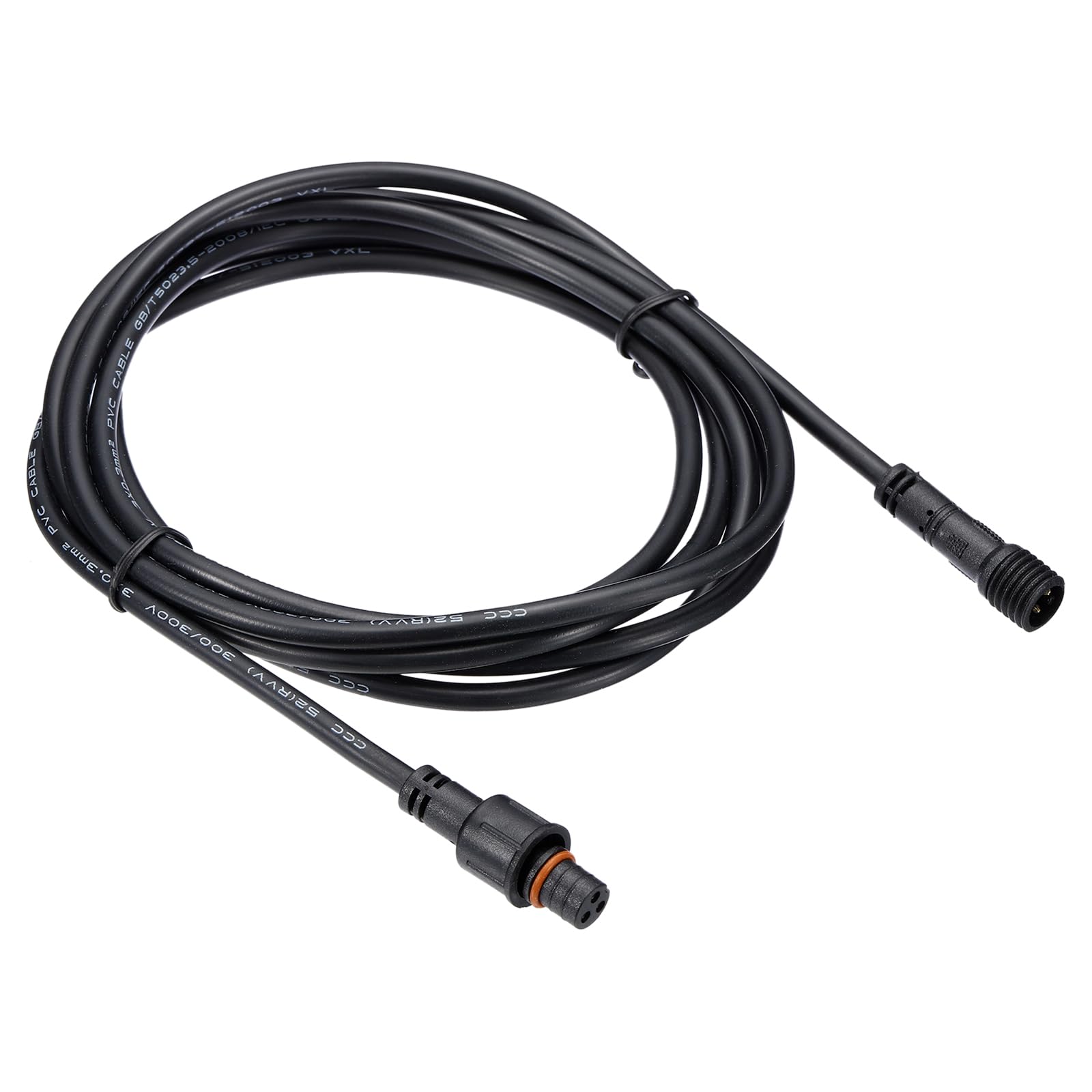 PATIKIL 6.56Ft 3 Pin Extension Cable Wire, 22AWG Waterproof IP67 Connector with Male and Female at Both Ends for LED Strips, Black