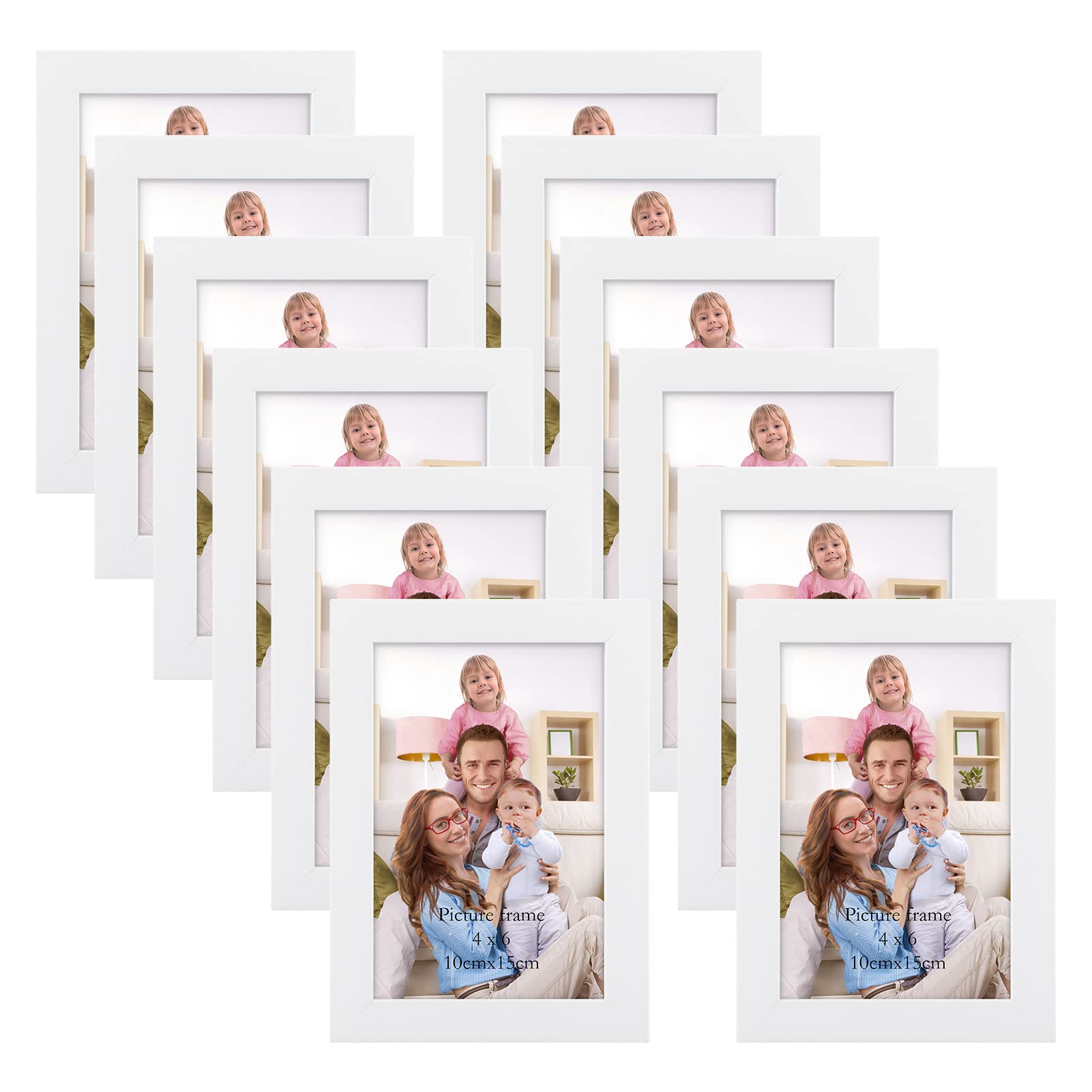 Giftgarden White 6x4 Photo Frames Pack of 12, Multi White 4 by 6 Photo Frames Bulk for Wall or Tabletop Display